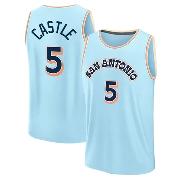 San Antonio Spurs Light Blue Fast Break City Edition Jersey 2024/25 Stephon Castle ＃5 Men's