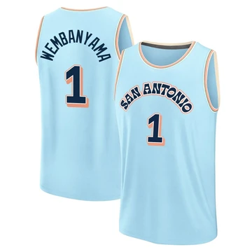 San Antonio Spurs Light Blue Fast Break City Edition Jersey 2024/25 Victor Wembanyama ＃1 Men's