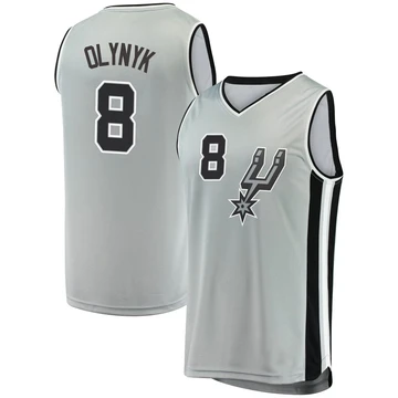 San Antonio Spurs Silver Fast Break Jersey - Statement Edition Kelly Olynyk ＃8 Men's