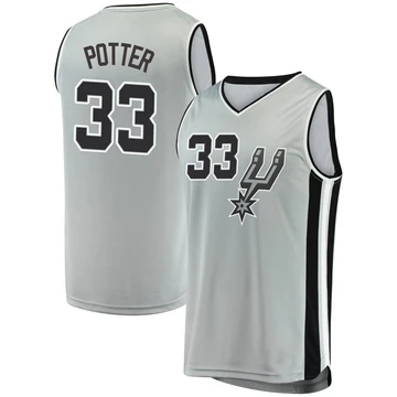 San Antonio Spurs Silver Fast Break Jersey - Statement Edition Micah Potter ＃33 Men's