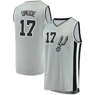 San Antonio Spurs Silver Fast Break Jersey - Statement Edition Stanley Umude ＃17 Men's
