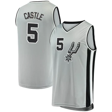 San Antonio Spurs Silver Fast Break Jersey - Statement Edition Stephon Castle ＃5 Youth