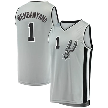 San Antonio Spurs Silver Fast Break Jersey - Statement Edition Victor Wembanyama ＃1 Youth