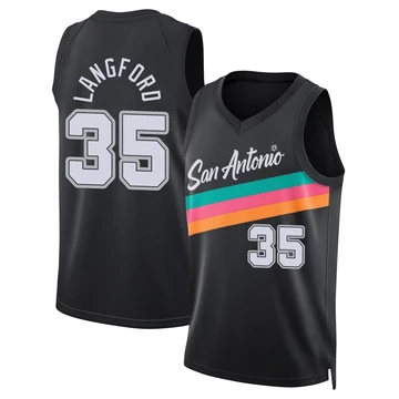 San Antonio Spurs Swingman Black City Edition Jersey 2025/26 Romeo Langford ＃35 Youth