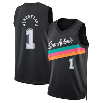 San Antonio Spurs Swingman Black City Edition Jersey 2025/26 Victor Wembanyama ＃1 Youth