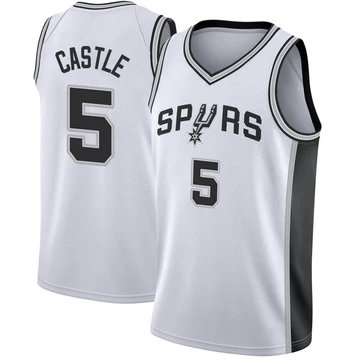 San Antonio Spurs Swingman Jersey - Association Edition White Stephon Castle ＃5 Youth