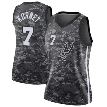 San Antonio Spurs Swingman Jersey - City Edition Black Luke Kornet ＃7 Women's