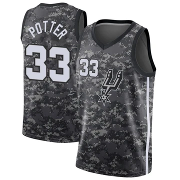 San Antonio Spurs Swingman Jersey - City Edition Black Micah Potter ＃33 Men's