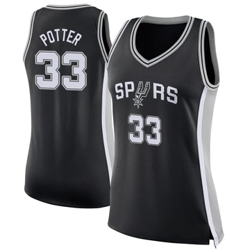 San Antonio Spurs Swingman Jersey - Icon Edition Black Micah Potter ＃33 Women's