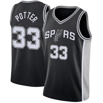 San Antonio Spurs Swingman Jersey - Icon Edition Black Micah Potter ＃33 Youth