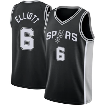 San Antonio Spurs Swingman Jersey - Icon Edition Black Sean Elliott ＃6 Men's