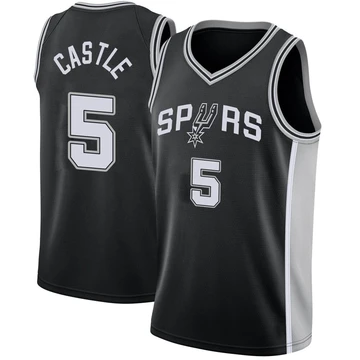 San Antonio Spurs Swingman Jersey - Icon Edition Black Stephon Castle ＃5 Men's