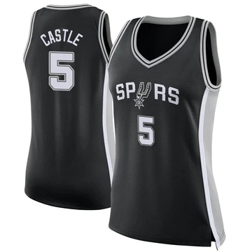 San Antonio Spurs Swingman Jersey - Icon Edition Black Stephon Castle ＃5 Women's
