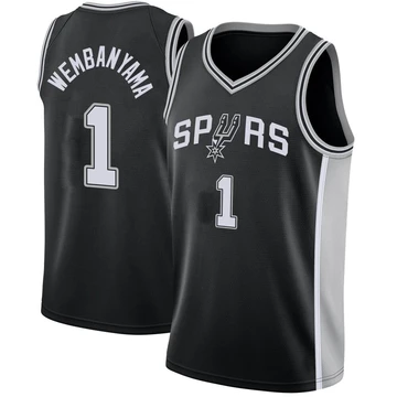 San Antonio Spurs Swingman Jersey - Icon Edition Black Victor Wembanyama ＃1 Men's