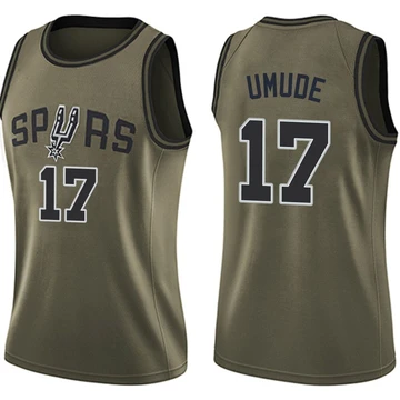 San Antonio Spurs Swingman Salute to Service Jersey Green Stanley Umude ＃17 Women's