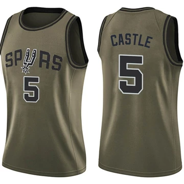 San Antonio Spurs Swingman Salute to Service Jersey Green Stephon Castle ＃5 Women's