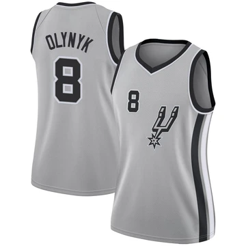 San Antonio Spurs Swingman Silver Jersey - Statement Edition Kelly Olynyk ＃8 Women's