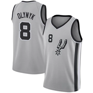 San Antonio Spurs Swingman Silver Jersey - Statement Edition Kelly Olynyk ＃8 Youth