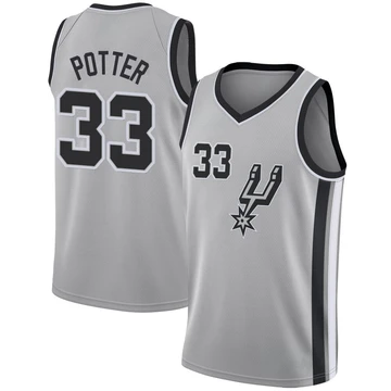San Antonio Spurs Swingman Silver Jersey - Statement Edition Micah Potter ＃33 Men's