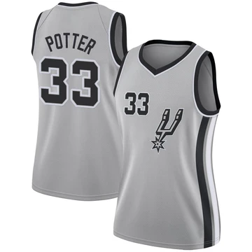San Antonio Spurs Swingman Silver Jersey - Statement Edition Micah Potter ＃33 Women's