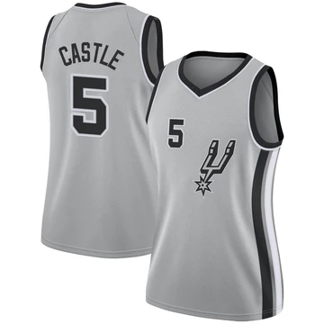 San Antonio Spurs Swingman Silver Jersey - Statement Edition Stephon Castle ＃5 Women's