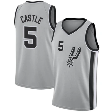 San Antonio Spurs Swingman Silver Jersey - Statement Edition Stephon Castle ＃5 Youth